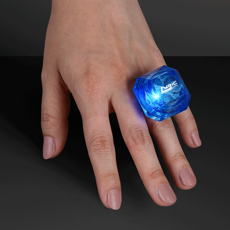 Large LED Blue Gem Ring