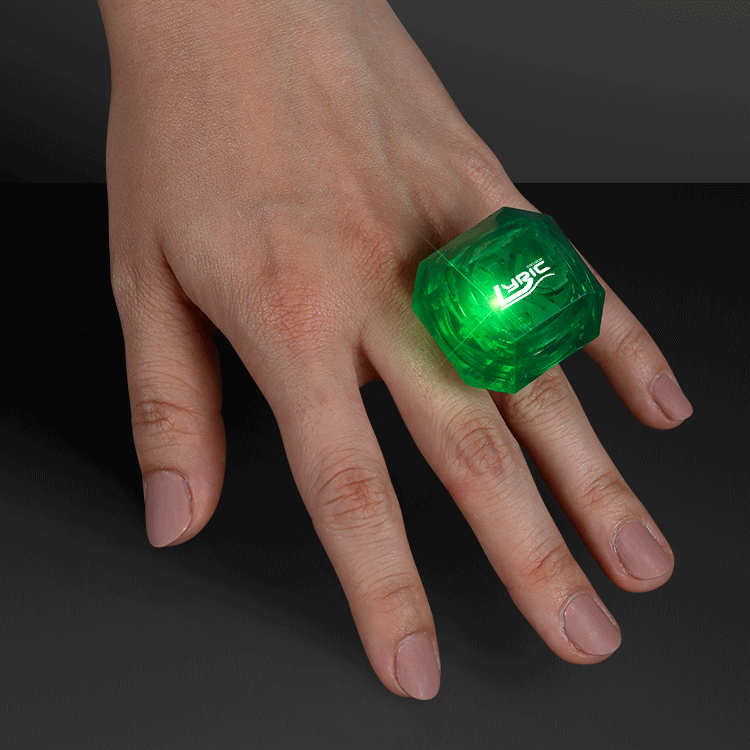 Large LED Green Gem Ring