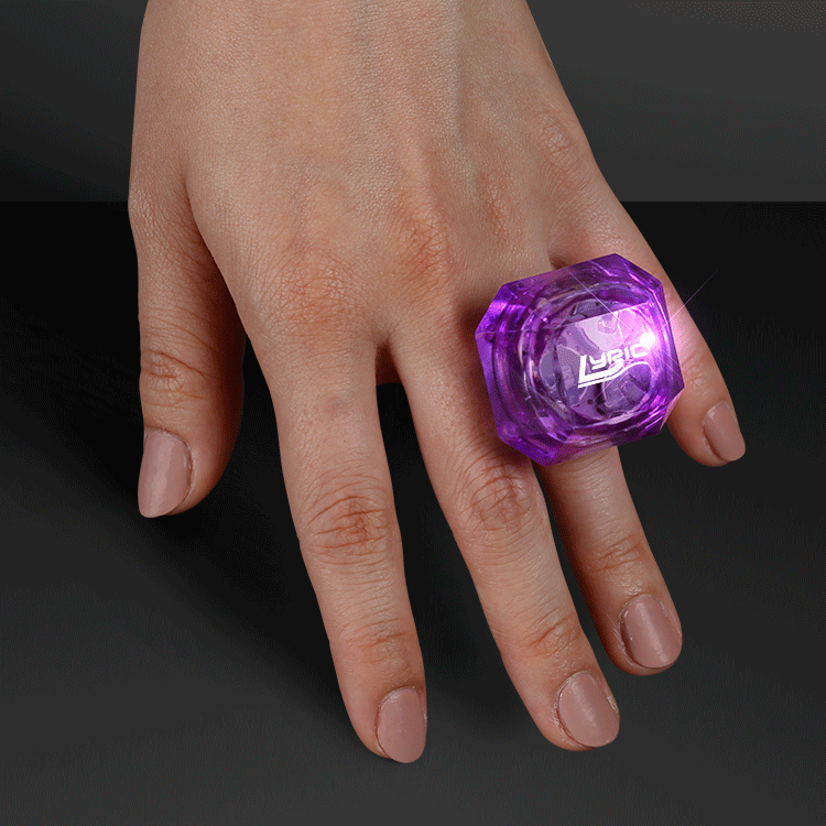 Large LED Purple Gem Ring