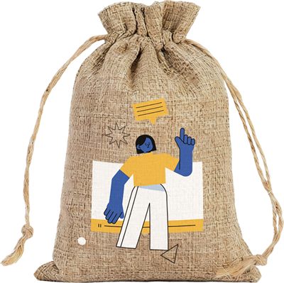 Large Linen Natural Drawstring Gift Bag