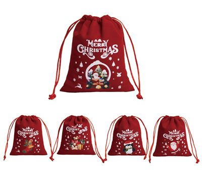 Large Red Velvet Drawstring Gift Bag