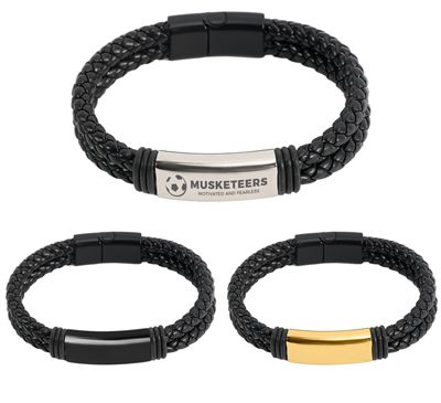 Leather Double Braided Bracelet With Magnetic Clasp