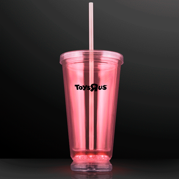 LED Multicolour Tumbler Double Walled With Lid And Straw