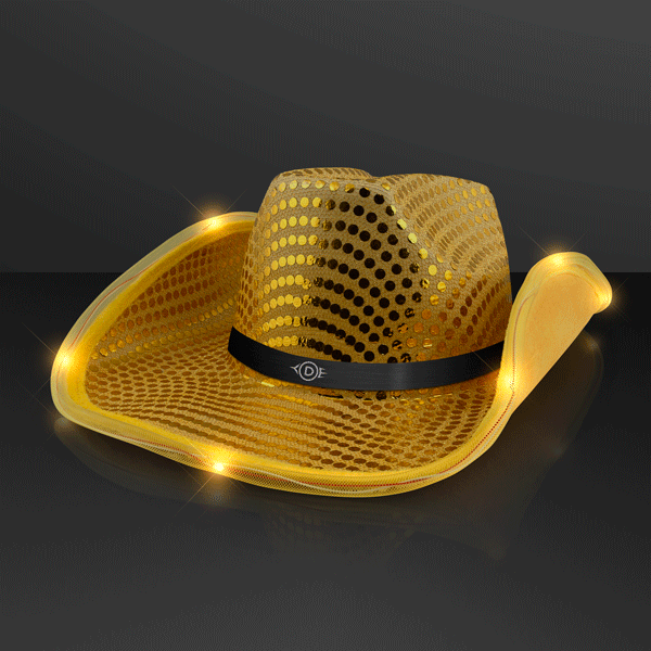 Shiny Flashing LED Brim Gold Cowboy Hat