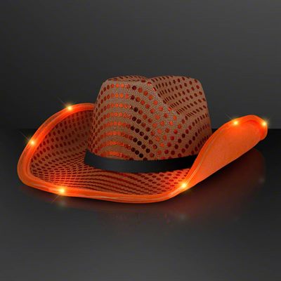 Flashing LED Brim Orange Cowboy Hat