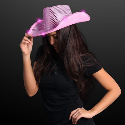 Light Up Brim Pink Cowboy Hat