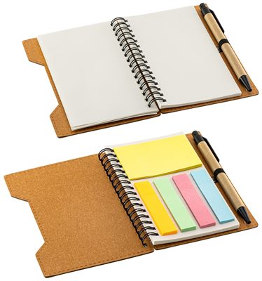 Memo Recycled Spiral Notebook with Sticky Notes & Pen