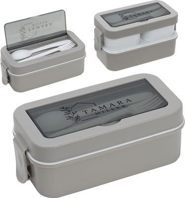 Nibbler 3-Compartment Stackable Lunch Box with Utensils
