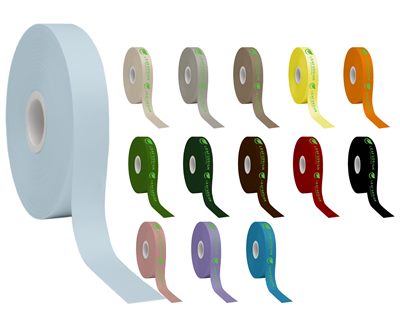 One Colour Screen Printed rPET Satin Polyester Ribbon