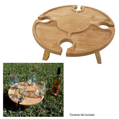 Outdoor Bamboo Wine And Cheese Table