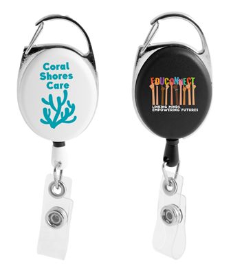 Oval Carabiner Retractable ID Badge Holder