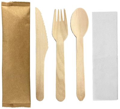 Picnic Pal 4 Piece Wooden Cutlery Set