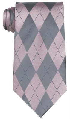 Pink Coloured Diamond Pattern Silk Tie