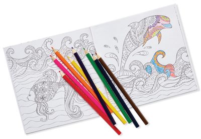 Premium Colouring Book & 8 Pencil Pack