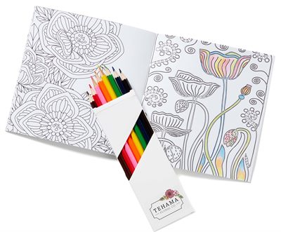 Premium Flower Theme  Colouring Book & 8 Pencil Pack