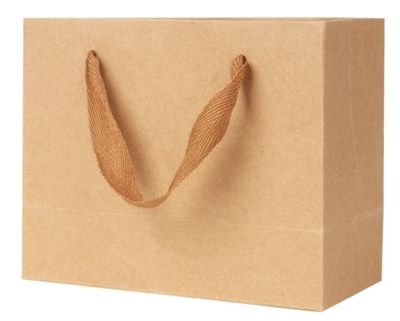 Q1G Small Crosswise Paper Bag With Flat Fabric Handle
