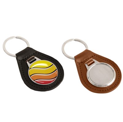 Resin Domed PU Leather Keyring