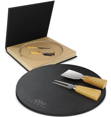 Round Slate Cheese Board Set