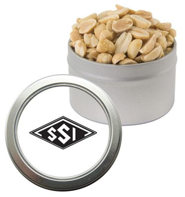 Round Window Tin Filled With Peanuts