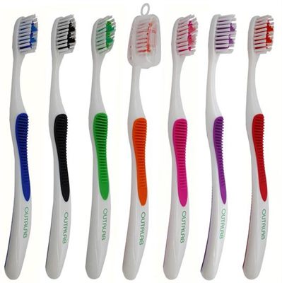 Rubber Grip Toothbrush With Tongue Scraper