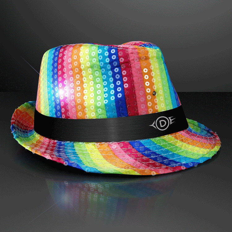 Sequin Multicolour Fedora Hat With Flashing LED