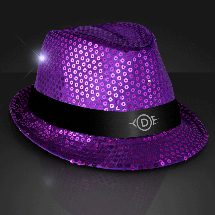 Twinkle Fedora Purple Hat With Sequins And LED