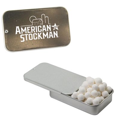 Slider Lid Tin Loaded With Peppermints