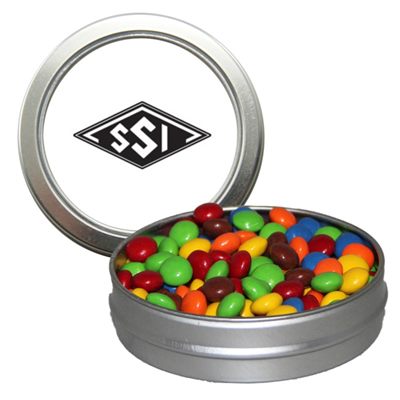 Slim Candy Window Tin Filled With Chocolate Beans
