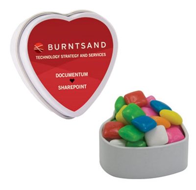 Small Heart Tin Filled With Chiclets Gum