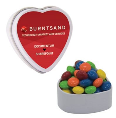 Small Heart Tin Filled With Chocolate Beans