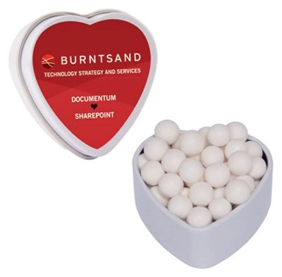 Small Heart Tin Filled With Peppermints