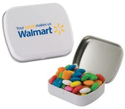 Small Hinged Tin Filled With Chiclets Gum