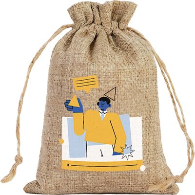 Small Linen Natural Drawstring Gift Bag
