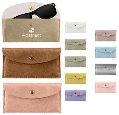 Snap Closure PU Leather Sunglass Pouch
