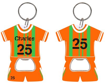 PVC Sport Jersey Shaped Bottle Opener Keyring