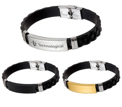 Textured Silicone Rubber Bracelet With Buckle Latch