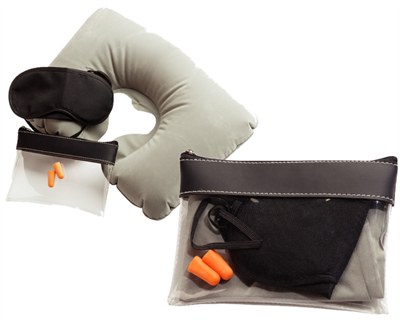 Travellers Comfort Packs include a blow-up head cushion, eye shades, a
