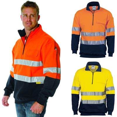 Two Tone Reflective Tape Hi Vis Windcheaters include side zip pockets