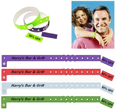 Vinyl Slim Ticket Stub Wristbands have a removable ticket stub that co