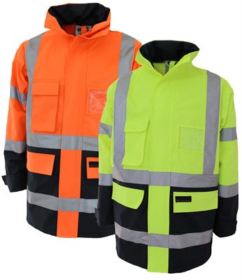 Waterproof Hi Vis H Pattern Biomotion Taped 2 Tone Rain Jacket