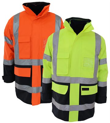 Waterproof Hi Vis H Pattern And Biomotion Taped 6 In 1 2T Rain Jacket