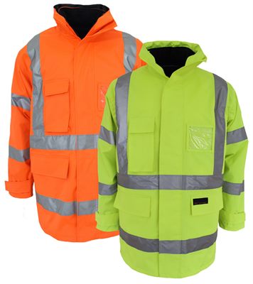 Waterproof Hi Vis H Pattern Biomotion Taped 6 In 1 Rain Jacket