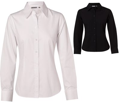 Waylon Ladies Cotton/Poly Stretch Long Sleeve Shirt