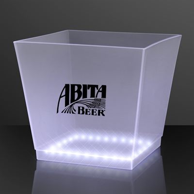 White LED Square Ice Bucket