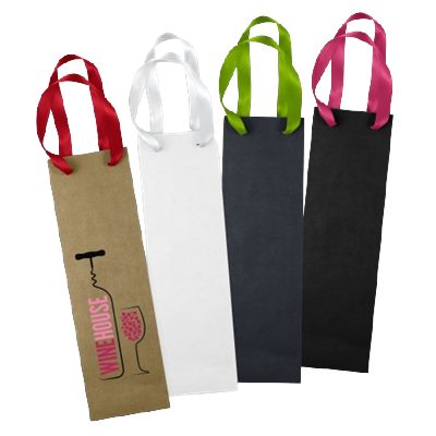 Wine Bottle Ribbon Handle Paper Bag