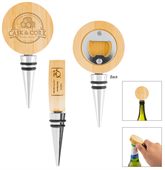 2 In 1 Bamboo Wine Stopper With Bottle Opener