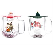 250ml Glitter Double Walled Glass