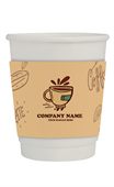 280ml PLA Double Wall Compostable Paper Coffee Cup With Sleeve