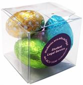 4 Mini Easter Eggs In Clear Plastic Cube