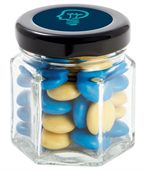40 gram Small Hexagon Jar Corporate Colour Chocolate Beans